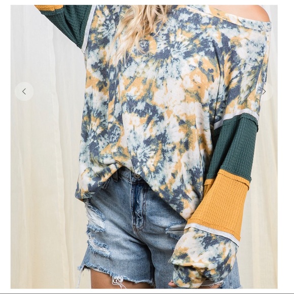 Contrast Details Tie Dye print tunic top - Picture 5 of 5